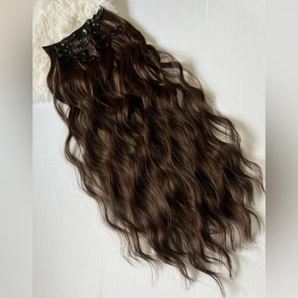 Copper Brown 22 In Clip in Hair Extensions